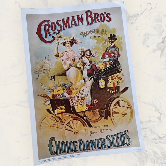 VINTAGE 1976 HICKORY INC Adv Reproduction Poster CROSMAN BRO'S - Picture 1 of 2
